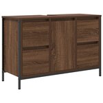 vidaXL Ensemble meubles salle de bain 3 pièces - Bois d'ingénierie chêne brun