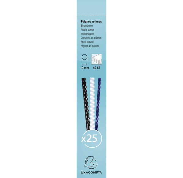 Boite 25 reliures spirales plastique 10mm - exacompta
