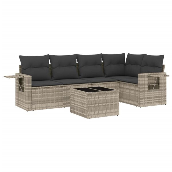 vidaXL Salon de jardin 6 Pièces avec coussins gris clair résine tressée