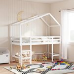 vidaXL Lit superposé avec échelle et toit sans matelas blanc 90x200 cm