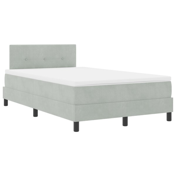 Lit box spring vidaXL avec matelas en velours gris clair petit double