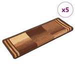 vidaXL Tapis d'escalier autoadhésifs 5 Pièces 65x21x4 cm Marron