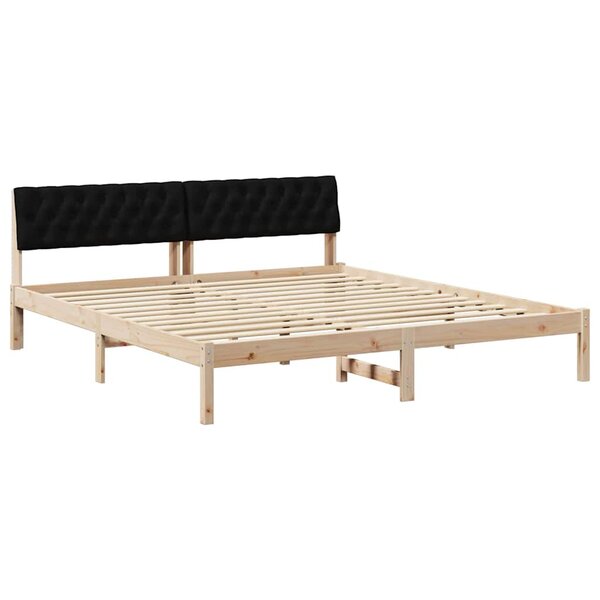 vidaXL Cadre de lit Marron et noir 180 x 200 cm Bois massif en pin
