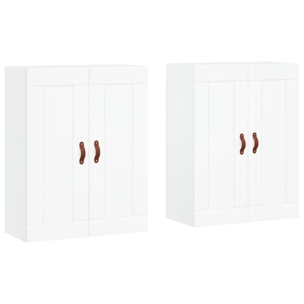 vidaXL Armoires murales 2 Pièces blanc bois d'ingénierie