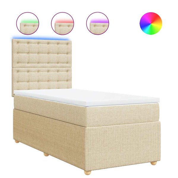 vidaXL Sommier à lattes de lit avec matelas Crème 80x200 cm Tissu