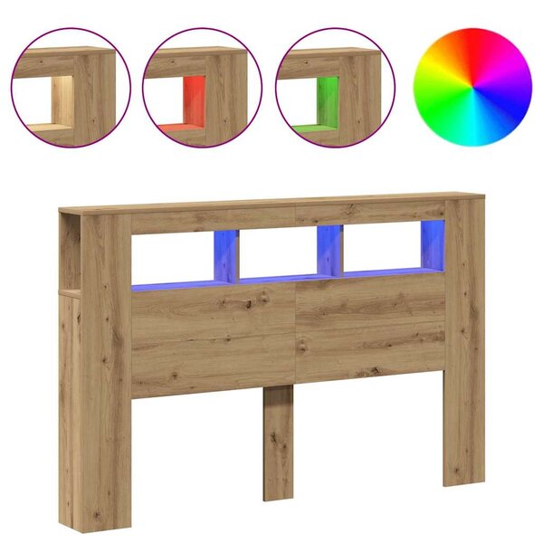 vidaXL Tête de lit à LED chêne artisanal 160x18 5x103 5 cm