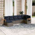 vidaXL Salon de jardin 7 Pièces avec coussins gris résine tressée