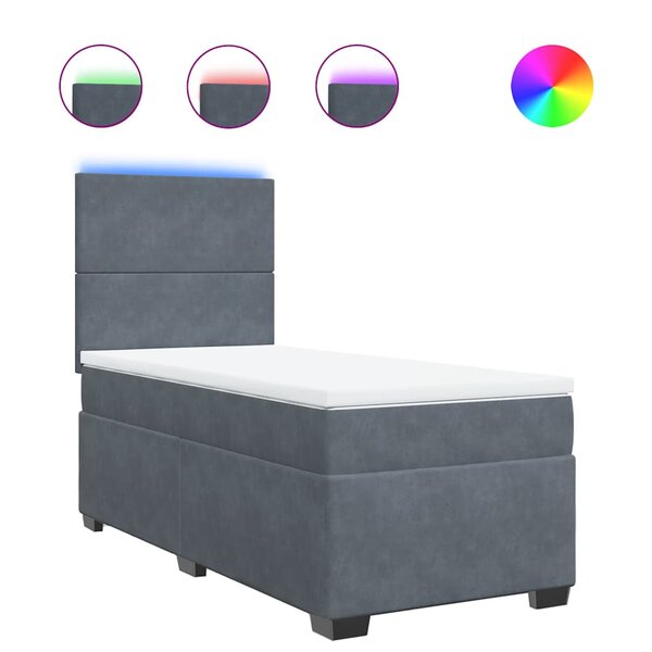 vidaXL Sommier à lattes de lit et matelas Gris foncé 90x200 cm Velours