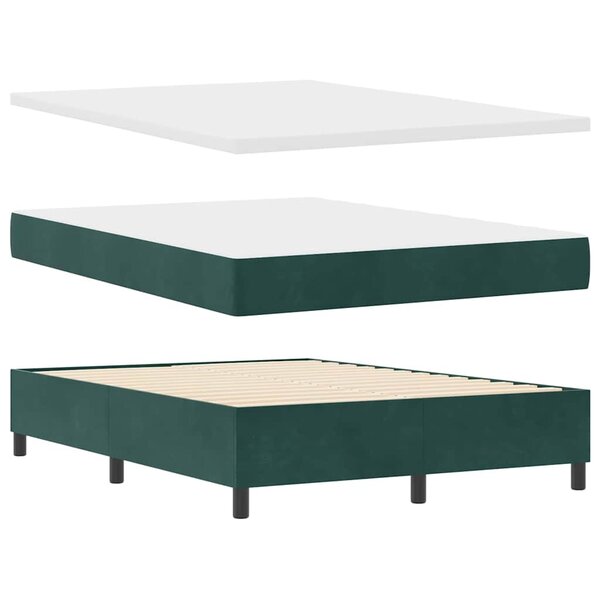 vidaXL Lit à ressorts avec matelas Vert foncé 140 x 200 cm Velours