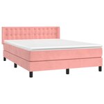 vidaXL Sommier à lattes de lit avec matelas Rose 140x190 cm Velours