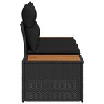 Sofa de jardin 2 places vidaXL avec coussins en poly rotin noir