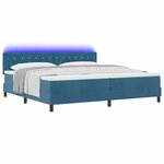 vidaXL Lit à ressort LED avec matelas Bleu foncé 200 x 200 cm Velours