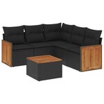 vidaXL Salon de jardin 6 Pièces avec coussins noir résine tressée