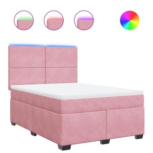 vidaXL Sommier à lattes de lit avec matelas Rose 160x200 cm Velours