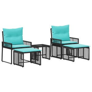 vidaXL Ensemble de meubles d'extérieur 11 Pièces Noir et turquoise