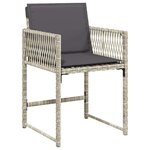 vidaXL Chaises de jardin avec coussins lot de 4 gris clair poly rotin