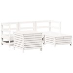 vidaXL Salon de jardin 5 Pièces blanc bois massif de pin