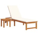 Chaise longue vidaXL avec table et coussin en bois d'acacia