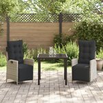 vidaXL Ensemble de salle à manger de jardin 3 pièces Gris clair Poly Rattan