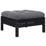 vidaXL Salon de jardin 3 Pièces avec coussins Noir Bois de pin solide
