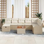 vidaXL Ensemble de canapé de jardin 9 Pièces Beige Poly rotin