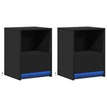 vidaXL Armoires de chevet et lumières LED 2 Pièces noir bois d'ingénierie