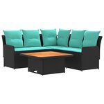 vidaXL Ensembles de meubles 4 pc Noir et turquoise Rotin PE