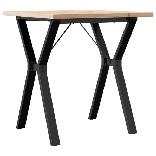 vidaXL Table à manger cadre en Y 70x70x75 5cm bois de pin massif fonte