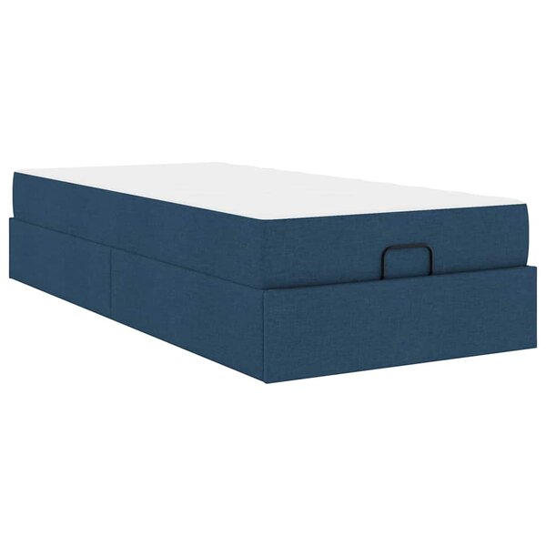 vidaXL Cadre de lit avec matelas Bleu 80 x 200 cm tissu