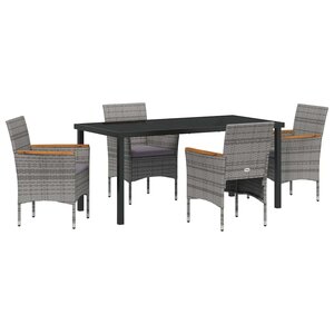 vidaXL Ensemble de salle à manger pour jardin 5 Pièces Gris polyrotin