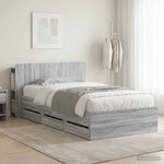 vidaXL Cadre de lit avec rangement Sonoma gris 75 x 190 cm