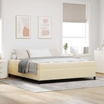 vidaXL Lit à ressorts Crème  Noir 180 x 200 cm Tissu  Bois Engineered