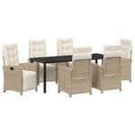vidaXL Ensemble de salle à manger pour jardin 7 Pièces Beige polyrotin
