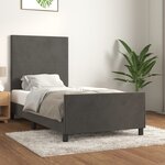 vidaXL Cadre de lit avec tête de lit Gris foncé 90x200 cm Velours