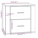 vidaXL Table de chevet Noir 50x39x47 cm