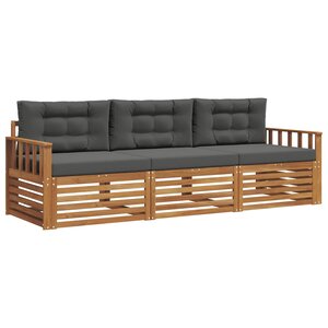 vidaXL Ensemble de canapés d'extérieur 3 pc Naturel et Anthracite