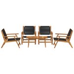 vidaXL Ensemble de chaises et table de jardin 5 pièces - Bois d'acacia noir
