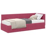 vidaXL Cadre de lit d'angle avec matelas 2 pièces Bordeaux 80 x 200 cm