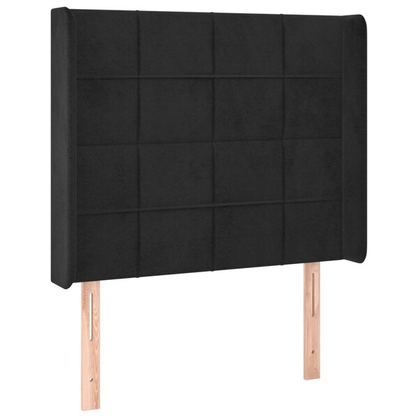 vidaXL Tête de lit avec oreilles Noir 93x16x118/128 cm Velours