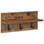 vidaXL Porte-manteau mural avec étagère Bois ancien 40 x 10.5 x 18 cm