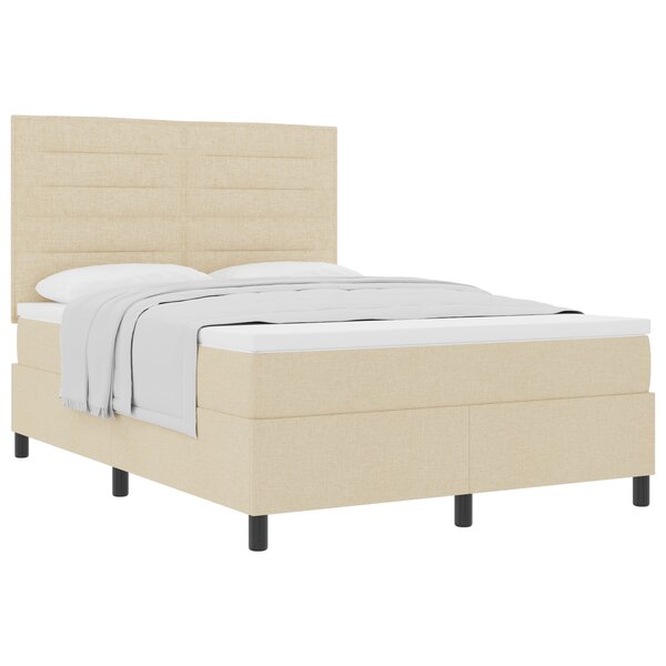 vidaXL Lit à ressorts avec matelas crème 140x200 cm en tissu