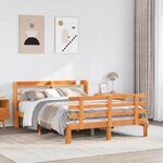 vidaXL Cadre de lit et tête de lit sans matelas cire marron 160x200 cm