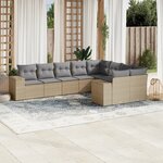 vidaXL Salon de jardin avec coussins 9 Pièces beige résine tressée