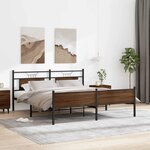 vidaXL Cadre de lit en métal sans matelas chêne marron 160x200 cm