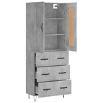 vidaXL Buffet haut Gris béton 69 5x34x180 cm Bois d'ingénierie