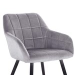 Chaise de salle à manger en velours avec pieds en métal à carreaux gris 19_0000377