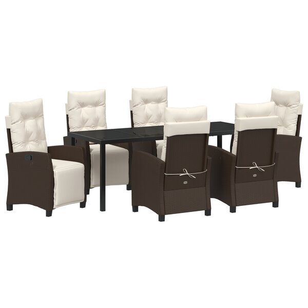 vidaXL Set de jardin 7 pièces marron rattan poly