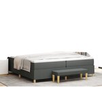 vidaXL Lit avec Sommier et Banc Gris Foncé 200x200 cm Tissu