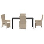 vidaXL Set de dîner de jardin 5 pièces avec coussins Beige Poly Rattan