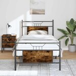vidaXL Cadre de lit sans matelas chêne fumé 75x190cm bois d'ingénierie